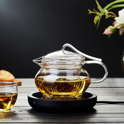 Pocarati Pumpkin-Shaped Glass Teapot 450ml – Heat Resistant, Direct Flame Safe with Built-In Strainer