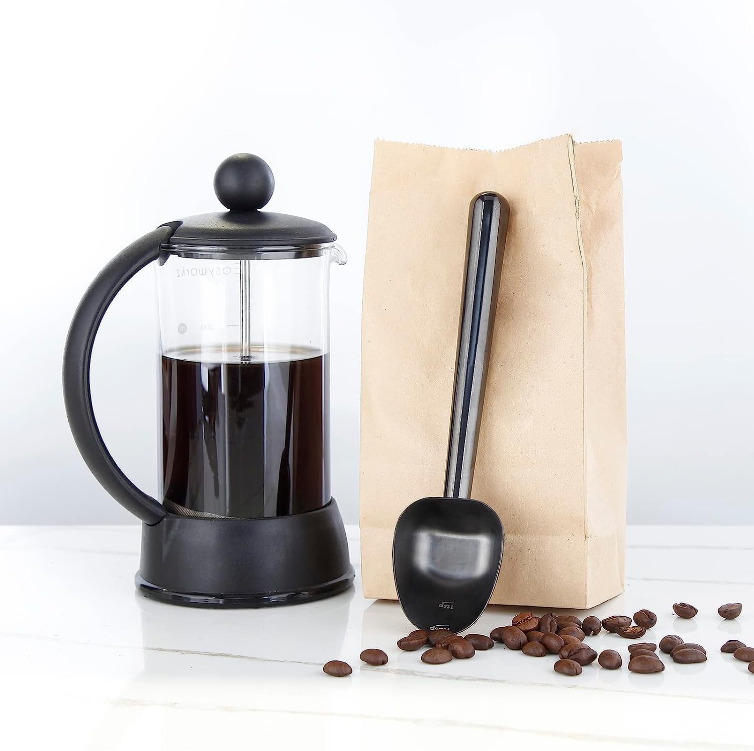 Easyworkz Stainless Steel Coffee Scoop – Long Handle 7g Measuring Spoon, Gunmetal Black