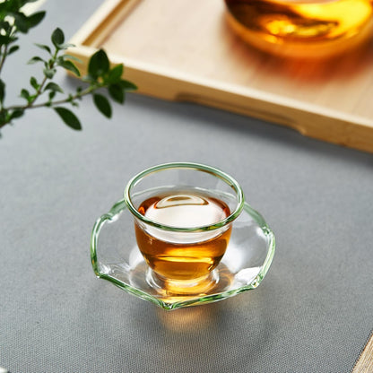 Heat-Resistant Glass Cup &amp; Saucer Set – 50ml Mini Tea &amp; Espresso Cup