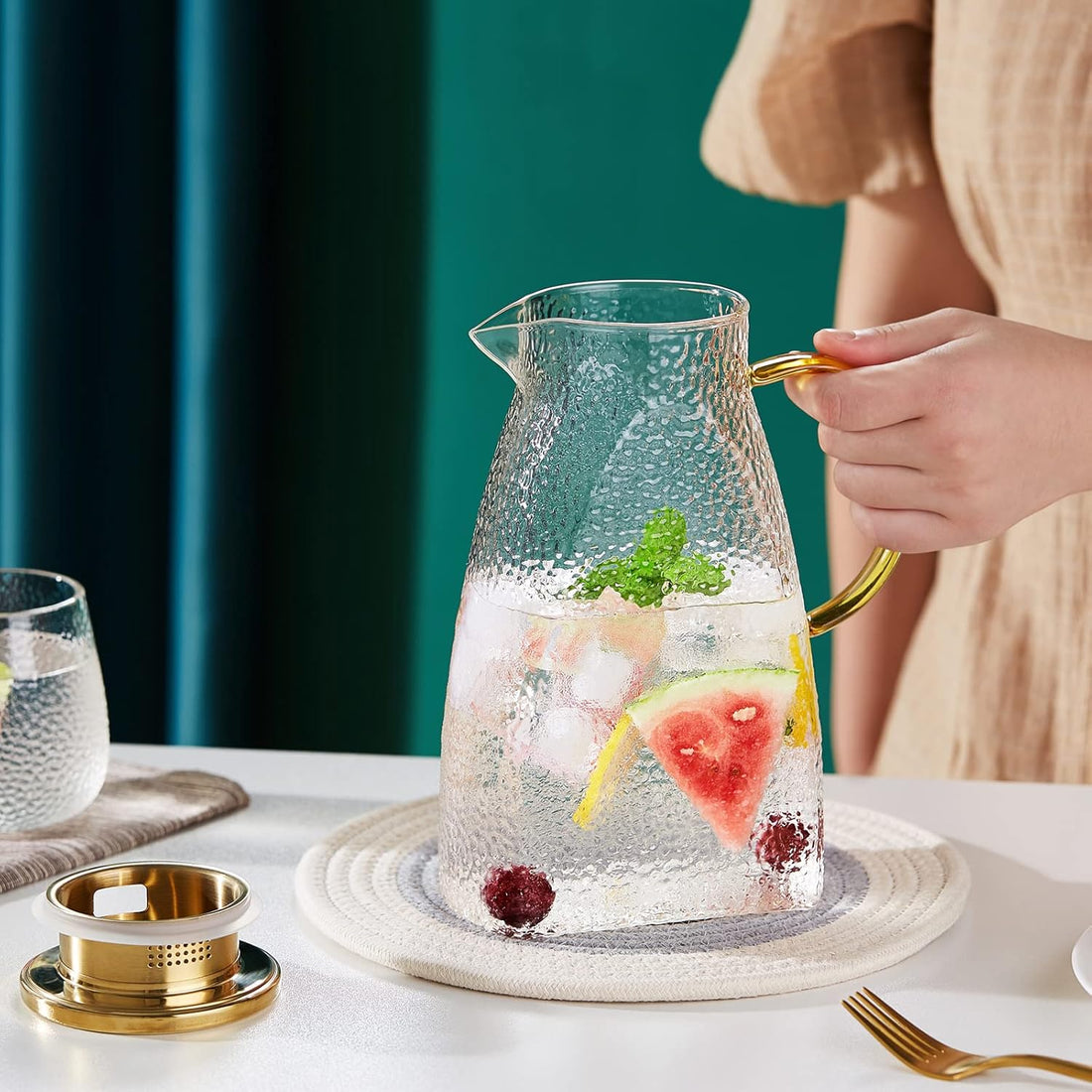 Pokaro Tea Heat-Resistant Glass Refrigerator Pitcher – 1600ml Large Capacity Jug