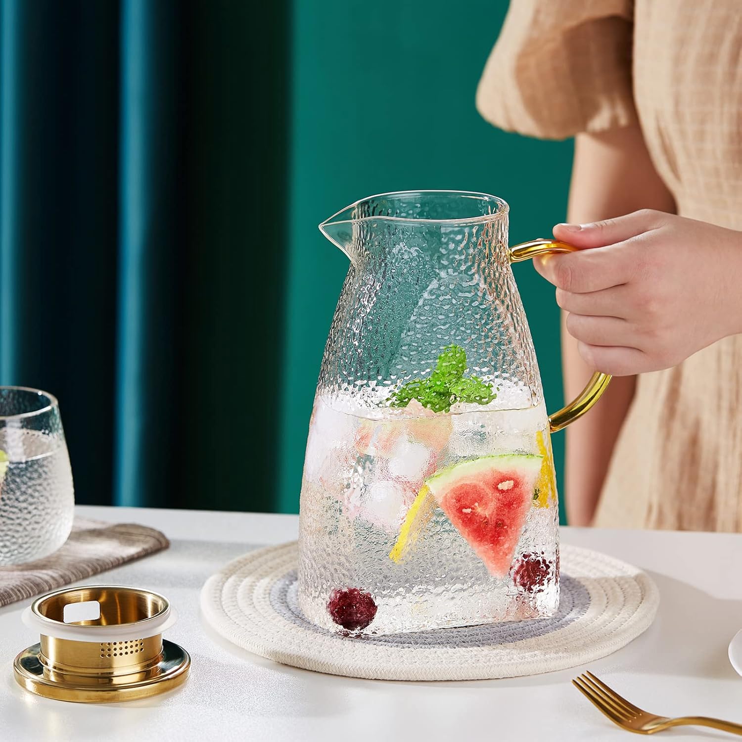 Pokaro Tea Heat-Resistant Glass Refrigerator Pitcher – 1600ml Large Capacity Jug