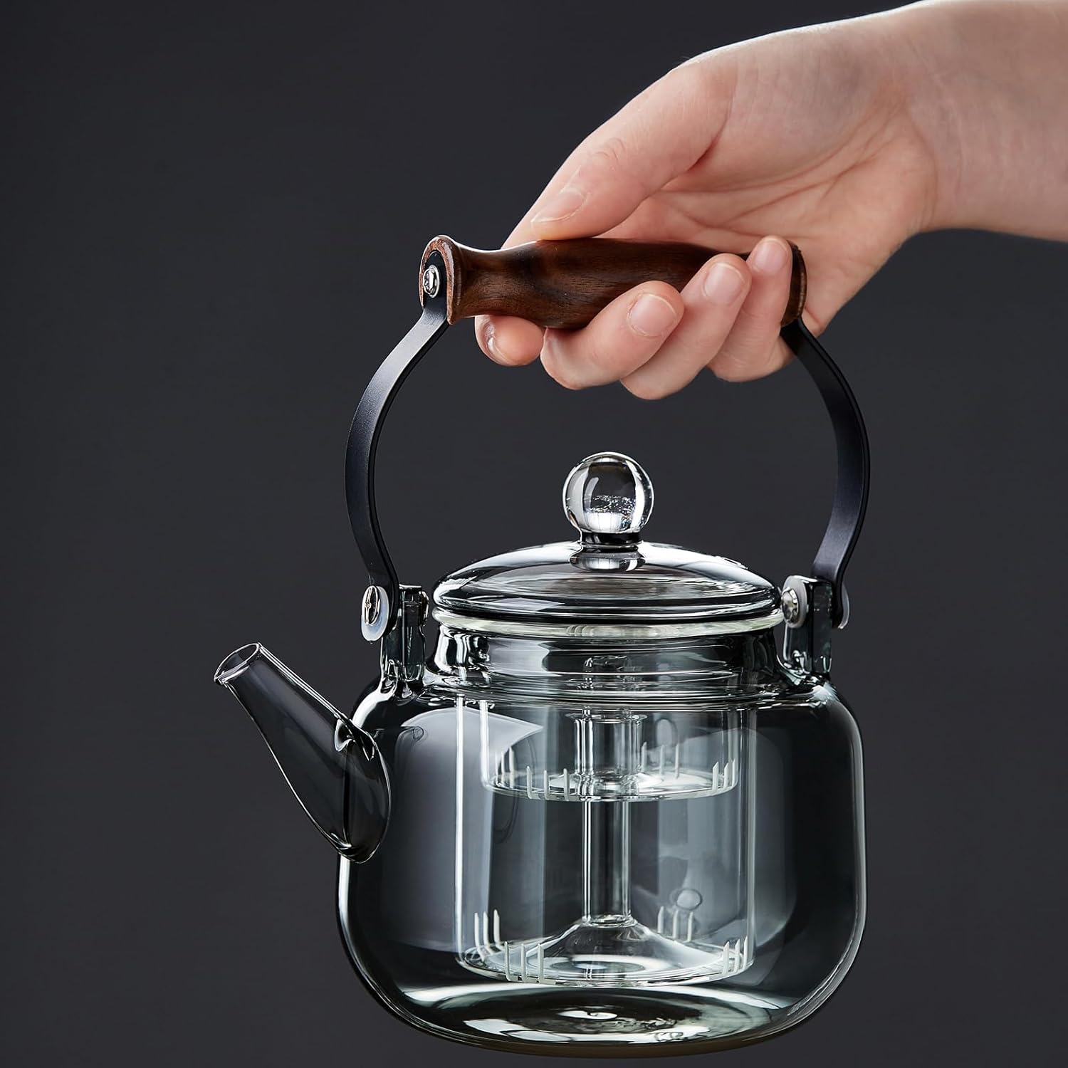 Pocarati Heat-Resistant Glass Teapot 900ml – Direct Flame Safe with Dual Removable Glass Infusers