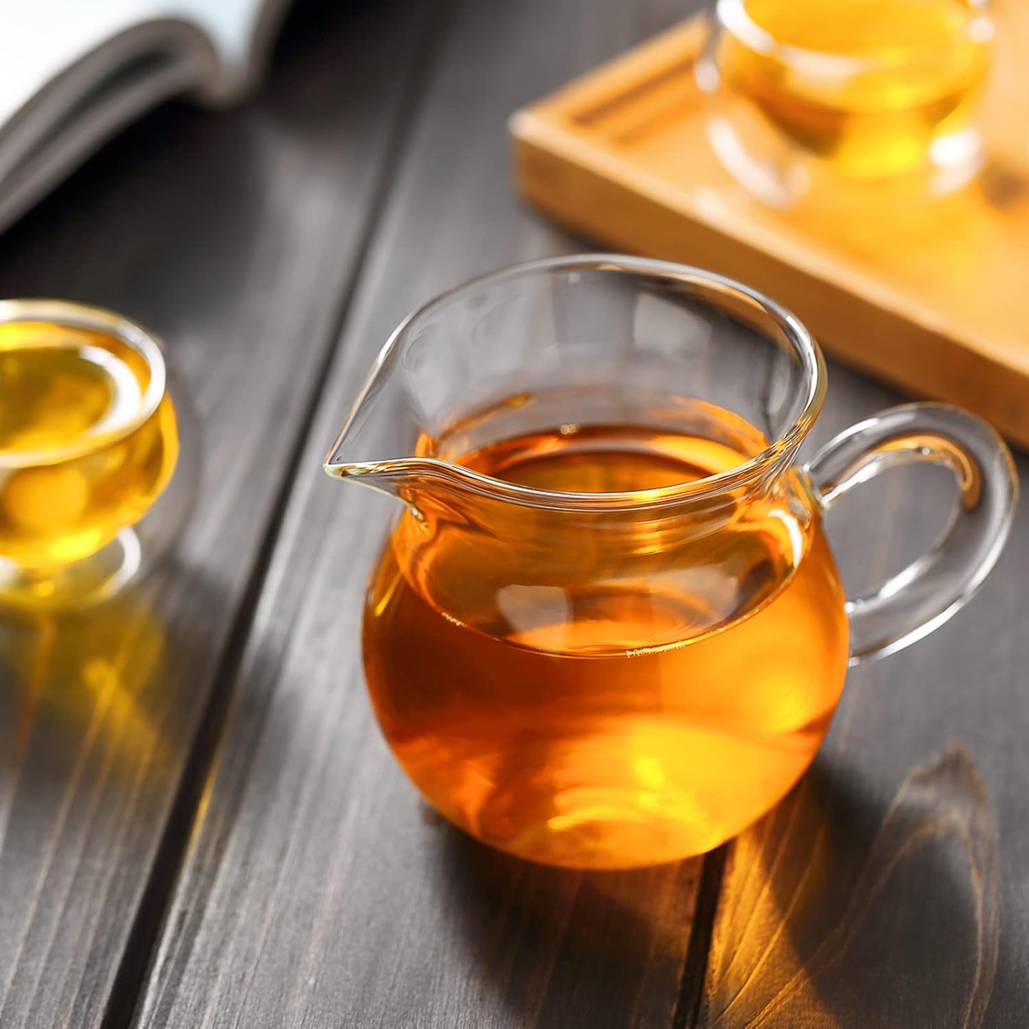 Pokaroty Heat-Resistant Glass Pitcher Cup – Borosilicate Katakuchi Tea Server