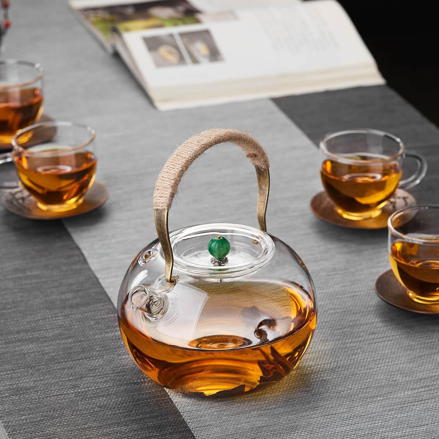 Pocarati Heat-Resistant Glass Teapot 1000ml – Japanese-Style Direct Flame Safe Tea Pot