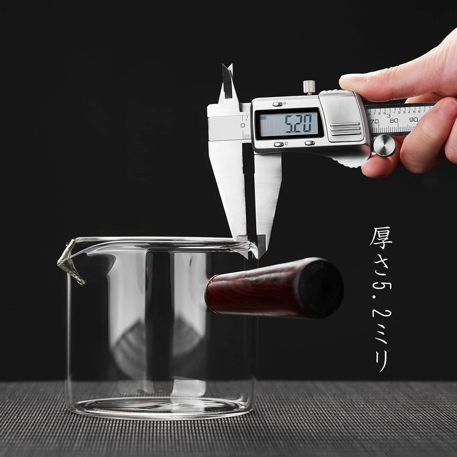 Pocarati Heat-Resistant Glass Teapot 500ml – Side Wooden Handle, Direct Flame Safe, with Glass Tea Strainer