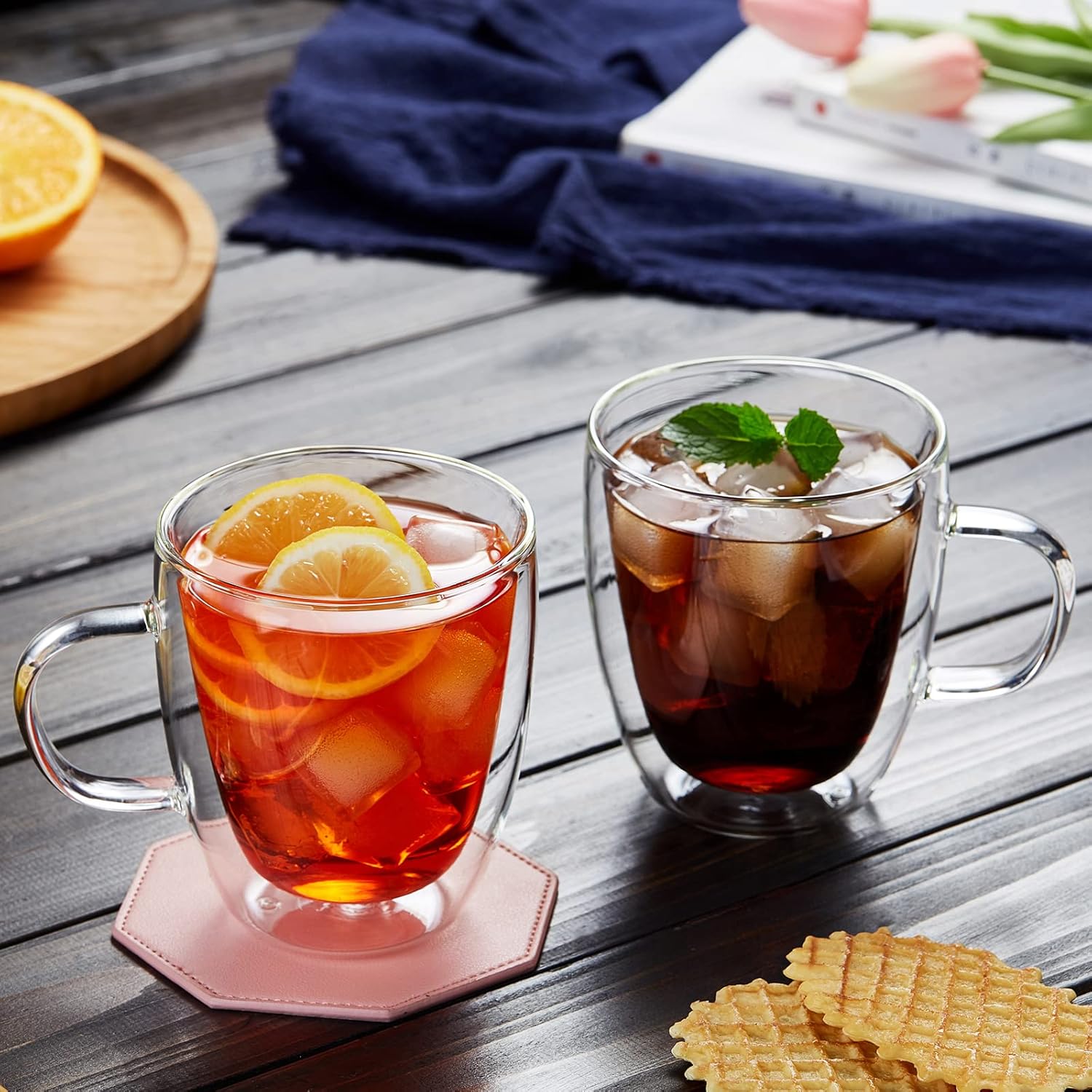 Double-Wall Glass Coffee Cups – 400ml Set of 2 Heat-Resistant Borosilicate Mugs