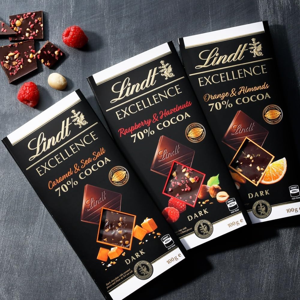 Lindt &amp; Sprüngli Official Lindt Excellence Raspberry &amp; Hazelnuts 70% Cacao