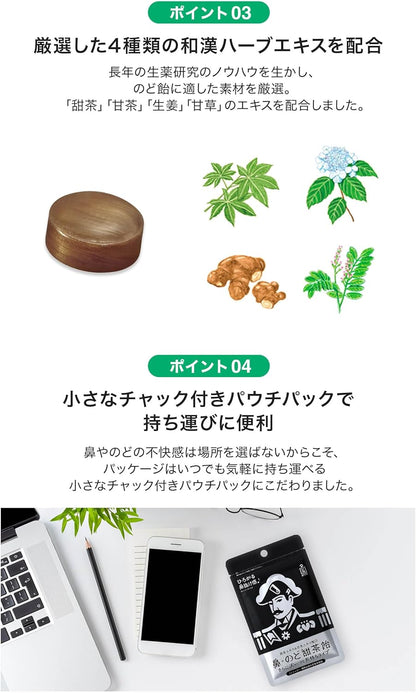 Morishita Jintan Tencha Nose &amp; Throat Lozenges – Extra Long-Lasting, Sugar-Free Menthol with Japanese &amp; Chinese Herbal Extracts (38g x 5 Bags)