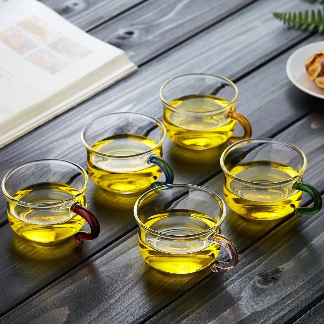 Pocaroty Heat-Resistant Glass Cups – 130ml Set of 2 with Green Handles