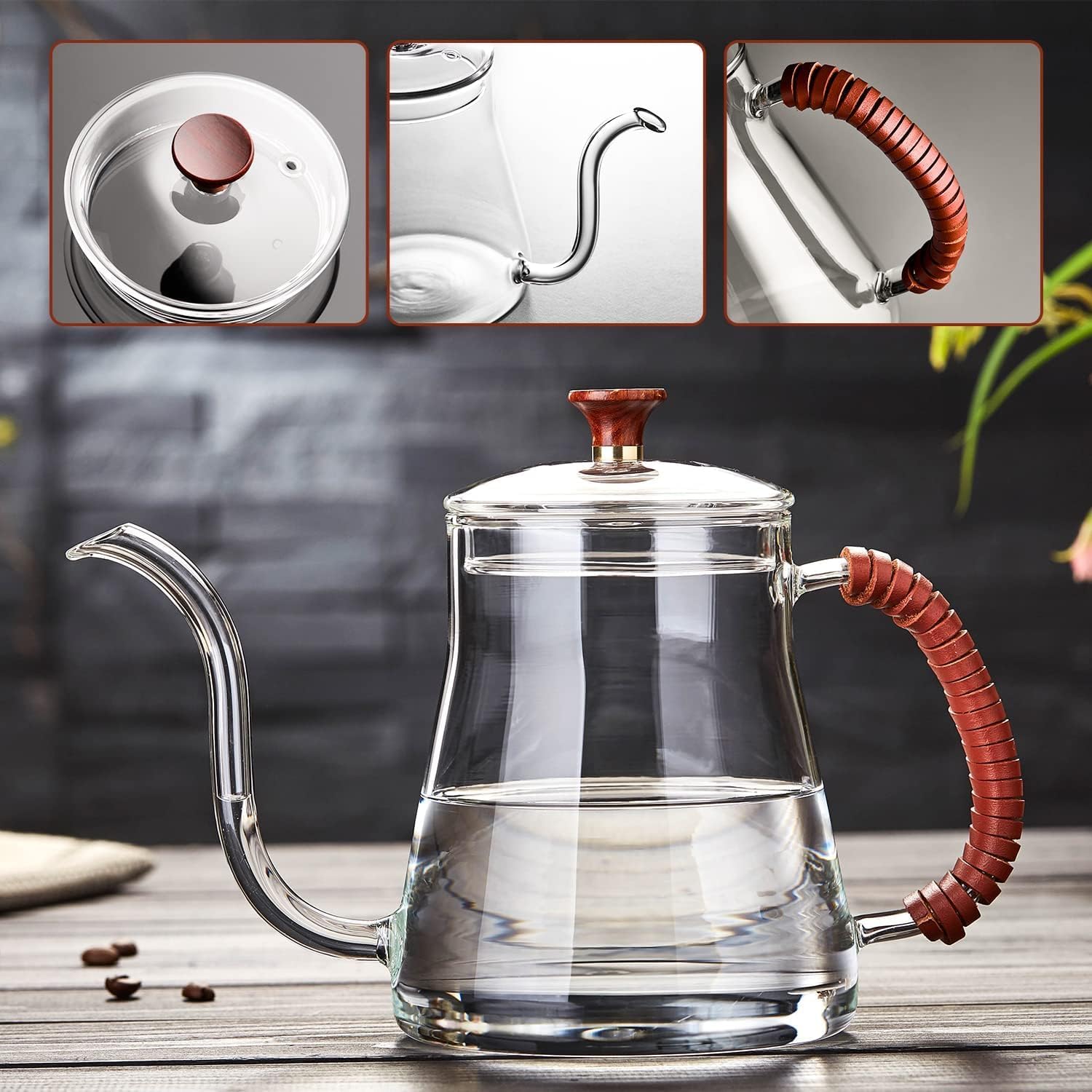 Pocarati Gooseneck Coffee Kettle – 680ml Heat-Resistant Glass Drip Pot