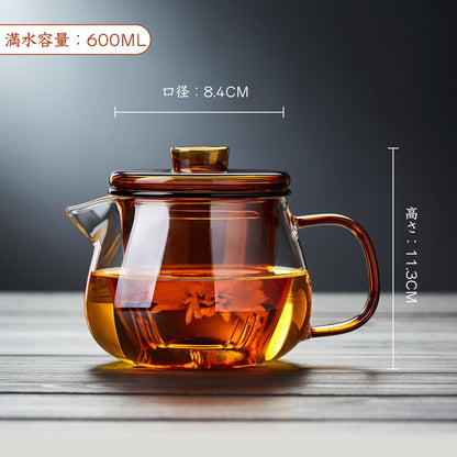 Pokaloti Amber Borosilicate Glass Teapot 600ml – Direct Fire &amp; Microwave Safe