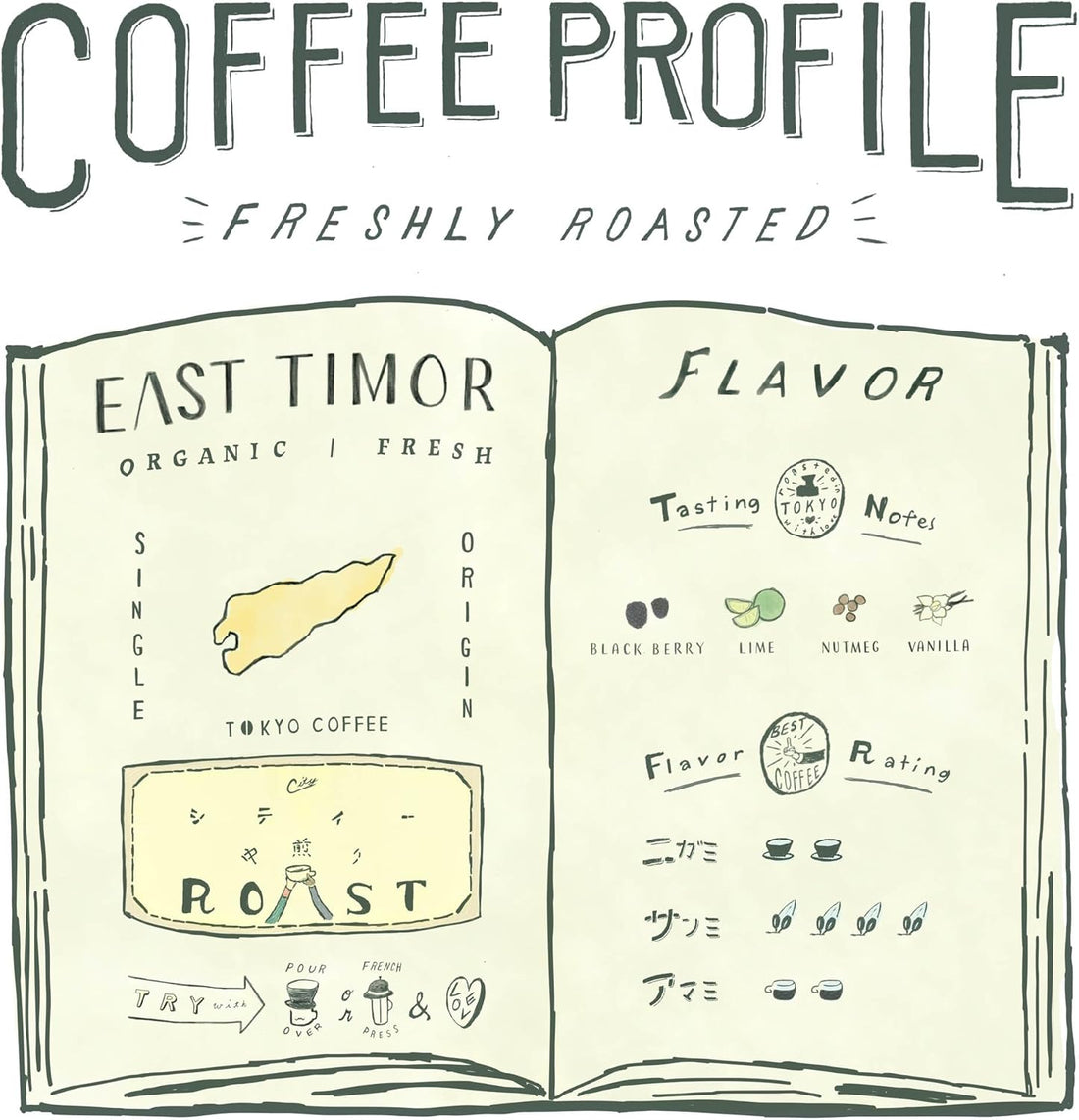 TOKYO COFFEE Fairtrade East Timor – Organic Coffee Beans (400g)