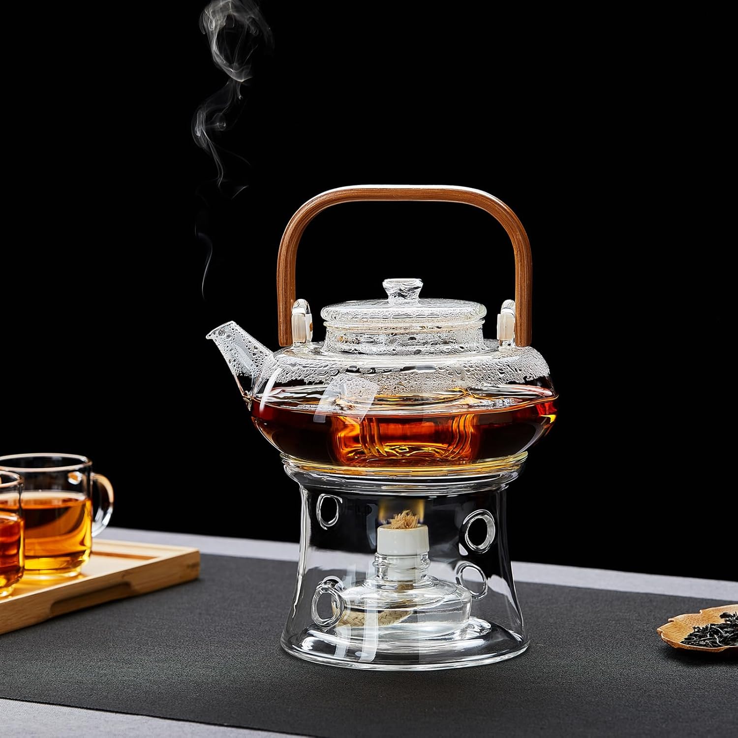 Pocarati Teapot Warmer with Alcohol Lamp – Heat-Resistant Glass Beverage Warmer
