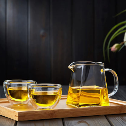 Pocaroty Double Wall Glass Tumblers – 100ml Set of 2 Heat-Resistant Mini Cups