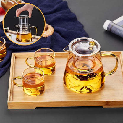 Pocarati Heat-Resistant Glass Teapot 700ml – Microwave &amp; Direct Flame Safe with Strainer