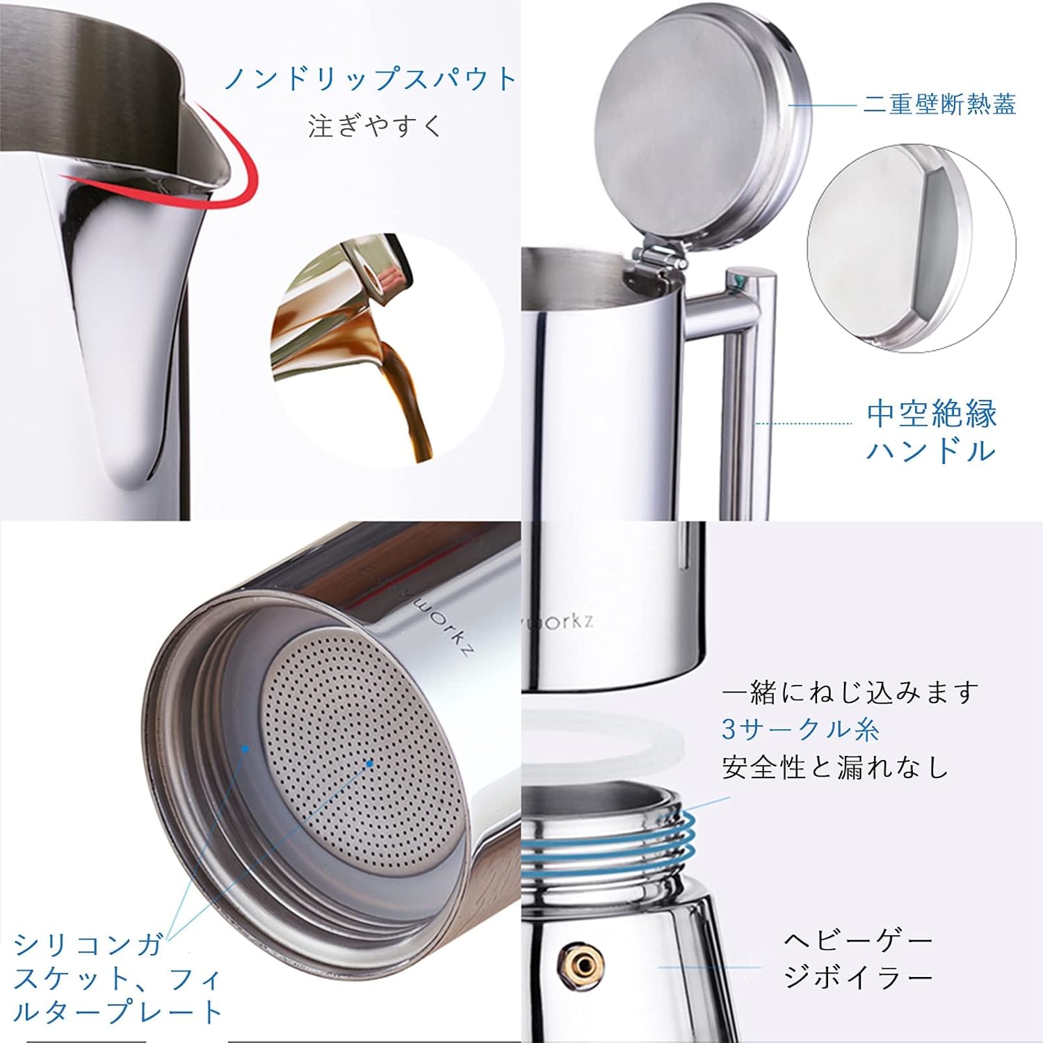 Title: Easyworkz Diego 6-Cup Stainless Steel Moka Pot – Italian Espresso Maker, Induction Compatible, 300ml