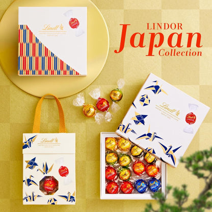 Lindt &amp; Sprüngli Lindor Japan Collection Box – 24 Piece Chocolate Gift Set with Fuji M Shopping Bag