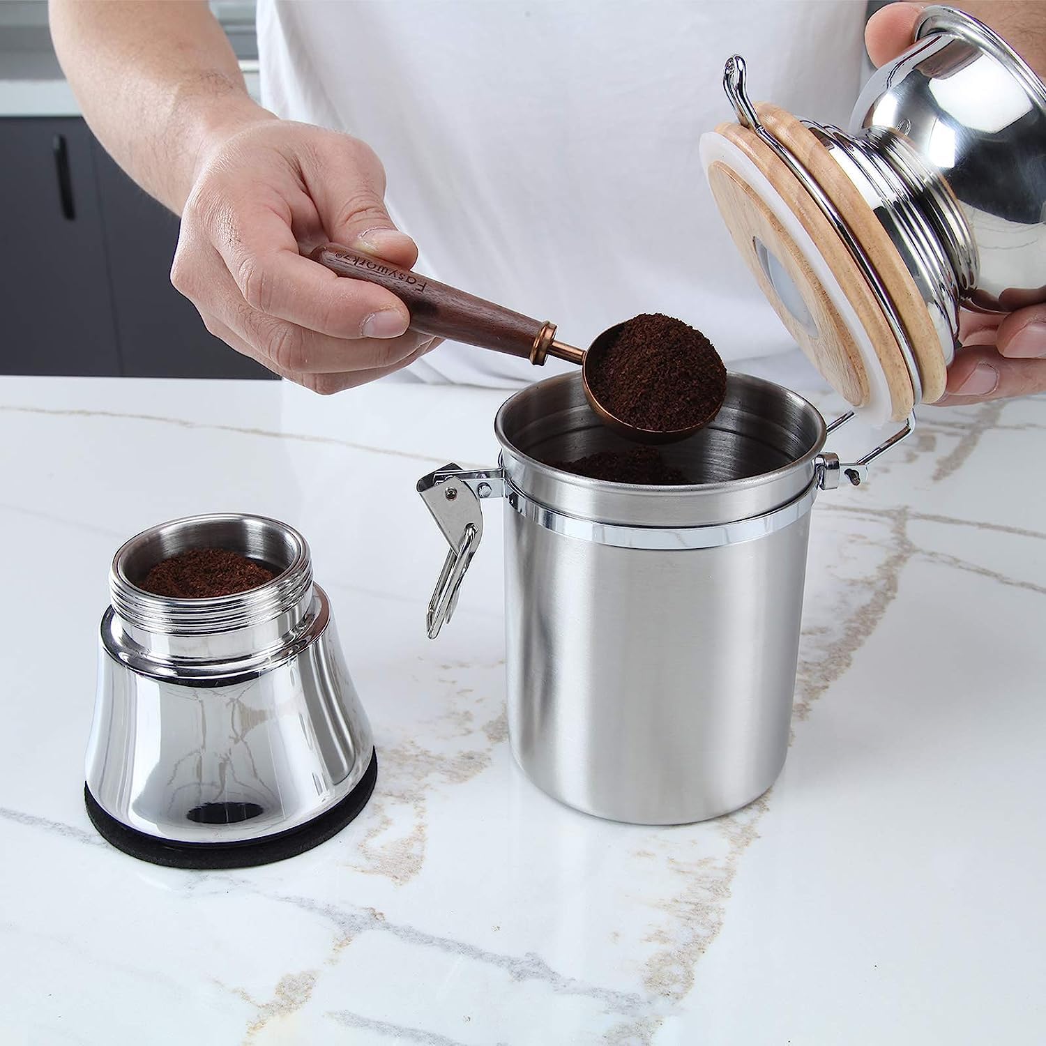 Easyworkz Manual Coffee Grinder with Airtight Canister – Adjustable Stainless Steel Burr Coffee Bean Grinder
