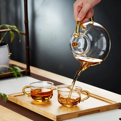 Pocarati Heat-Resistant Glass Teapot 720ml – Direct Flame Safe with Built-In Strainer for Loose Leaf Tea