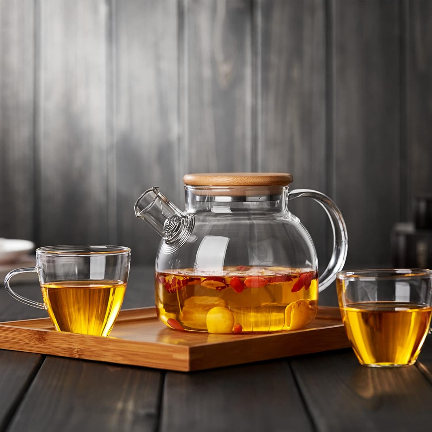 Heat Resistant Glass Teapot 1000ml – Transparent Direct Fire Compatible Tea Kettle for Black, Green, Fruit &amp; Flowering Tea