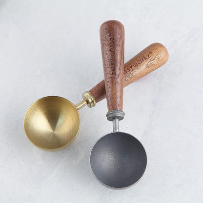 Easyworkz Retro Coffee Measuring Spoon – 10g Stainless Steel Scoop with Black Walnut Handle, Champagne Gold