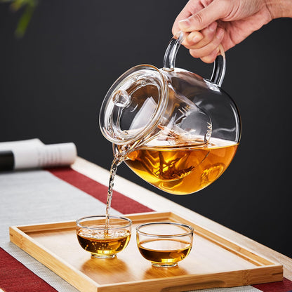 Pocarati Heat-Resistant Glass Teapot 1350ml – Microwave &amp; Direct Flame Safe with Strainer