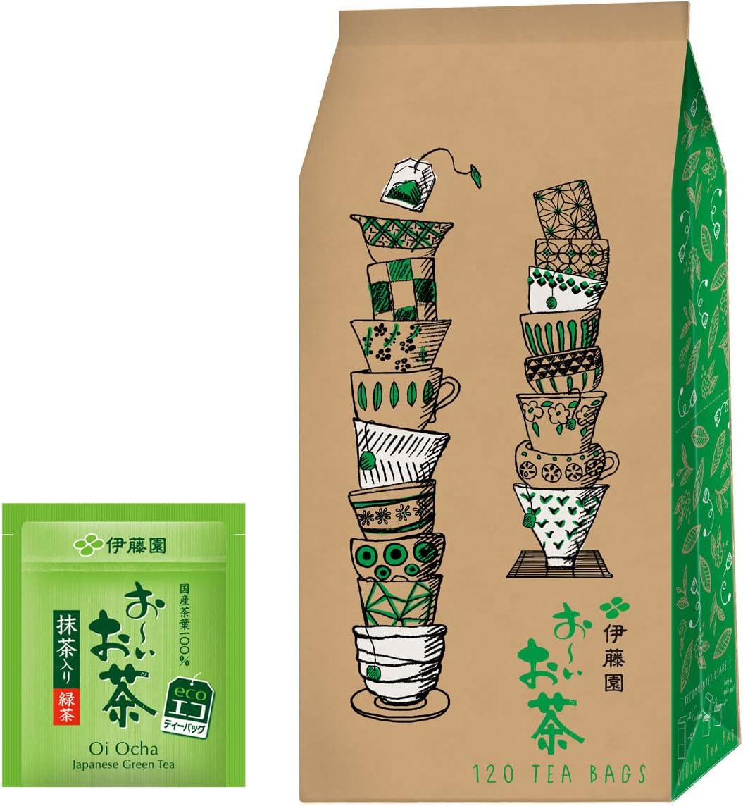 Itoen Eco Tea Bags Oi Ocha Green Tea (with Matcha) 1.8g x 120 Tea Bags | Made in Japan | Japanese Green Tea