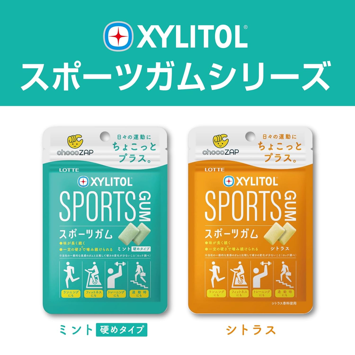 Lotte Xylitol Sports Gum (Mint) 0.7 oz (21 g) | Pack of 2 | Made in Japan