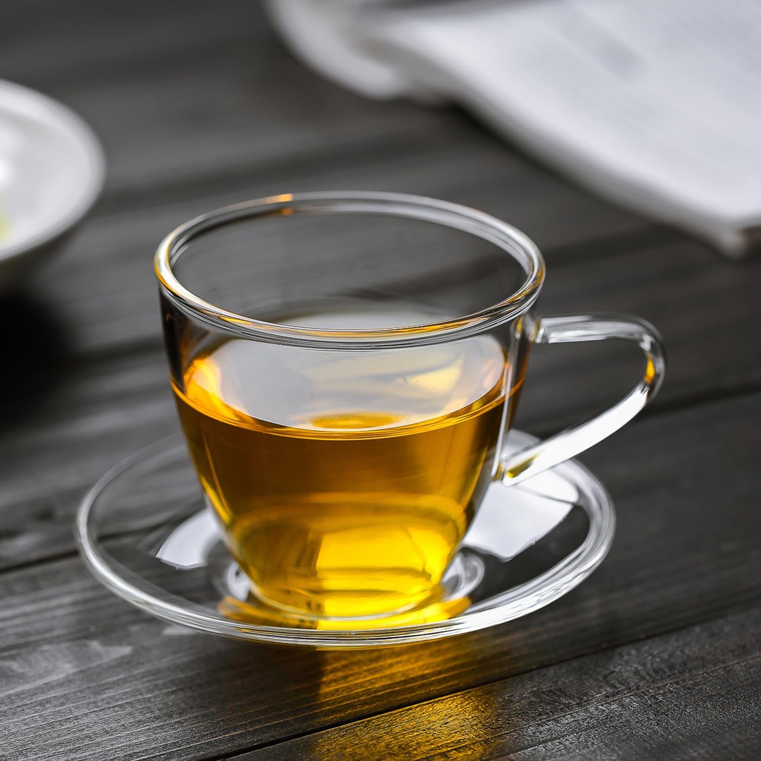Pocaroty Heat-Resistant Glass Saucer – 10cm Transparent Cup Base