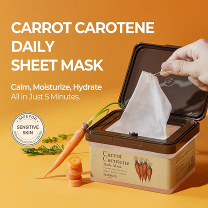 SKINFOOD Carrot Carotene Daily Mask – Soothing &amp; Hydrating Korean Sheet Mask Pack