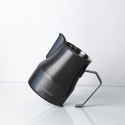 Easyworkz Stainless Steel Milk Pitcher – Latte Art Coffee Frothing Jug, Black, 350ml
