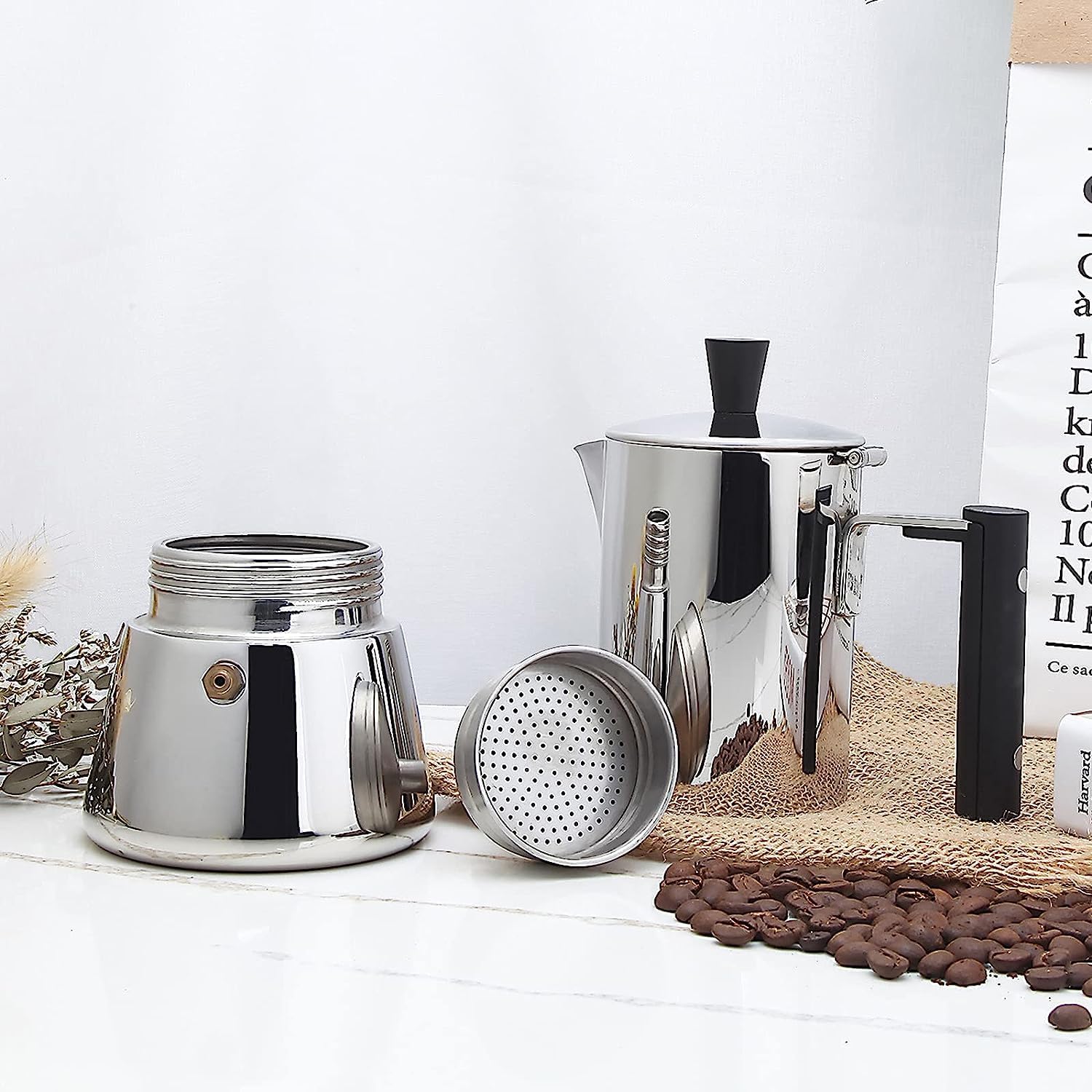 Easyworkz Pedro 4-Cup Stainless Steel Moka Pot – Italian Espresso Maker, Induction Compatible, 200ml
