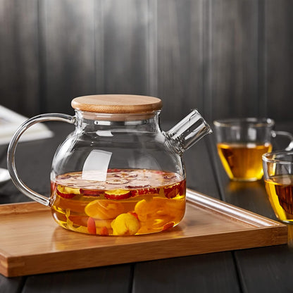 Heat Resistant Glass Teapot 1000ml – Transparent Direct Fire Compatible Tea Kettle for Black, Green, Fruit &amp; Flowering Tea