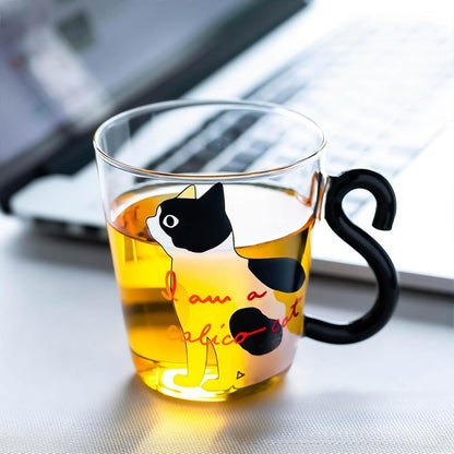 Neko Cat Heat-Resistant Glass Mug Set – 300ml 2-Piece Couple Cups