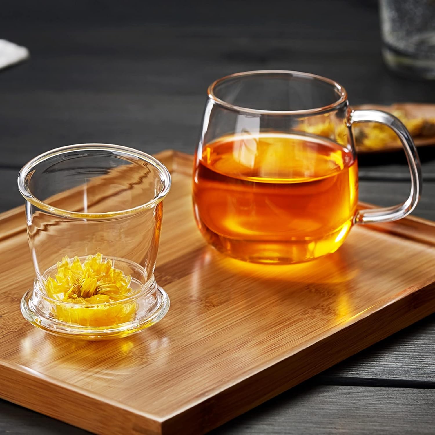 Pocarati Glass Tea Infuser Mug – 520ml Heat-Resistant Cup with Lid