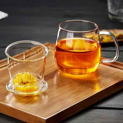 Pocarati Glass Tea Infuser Mug – 520ml Heat-Resistant Cup with Lid