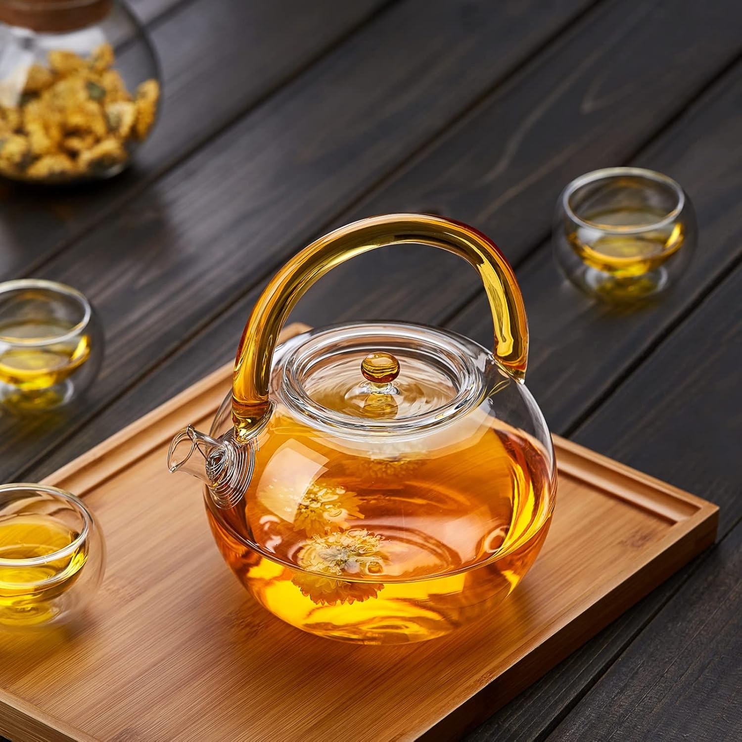 Heat-Resistant Glass Teapot 850ml – Transparent Direct Fire Compatible Tea Pot with Built-In Strainer