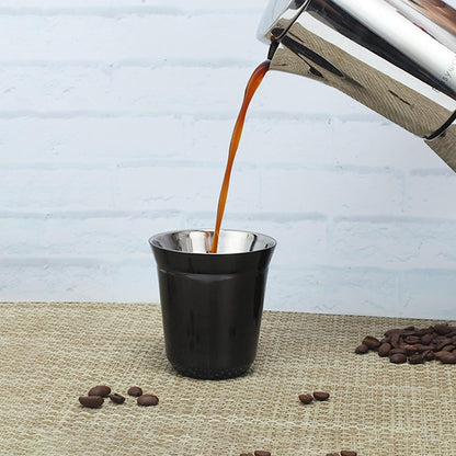 Easyworkz Stainless Steel Espresso Cups – Double Wall Insulated Demitasse Set of 2, 75ml, Gunmetal