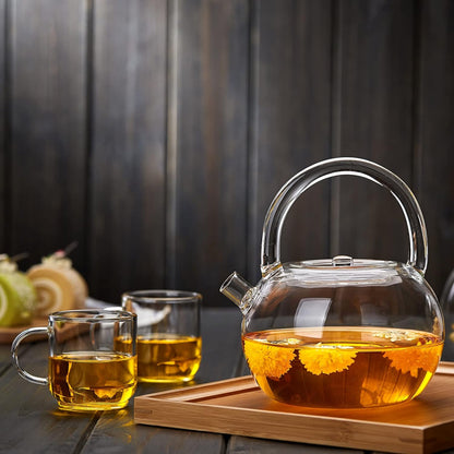 Pokaloti Transparent Glass Teapot 850ml – Heat-Resistant Direct Fire Safe Round Tea Pot