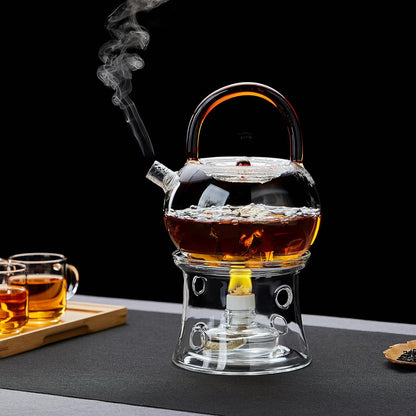 Pocarati Teapot Warmer with Alcohol Lamp – Heat-Resistant Glass Beverage Warmer