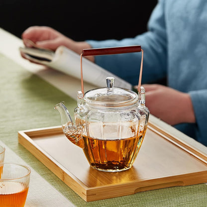 Pokaloti Chrysanthemum Pattern Glass Teapot 550ml – Heat-Resistant, Direct Fire Safe Tea Pot
