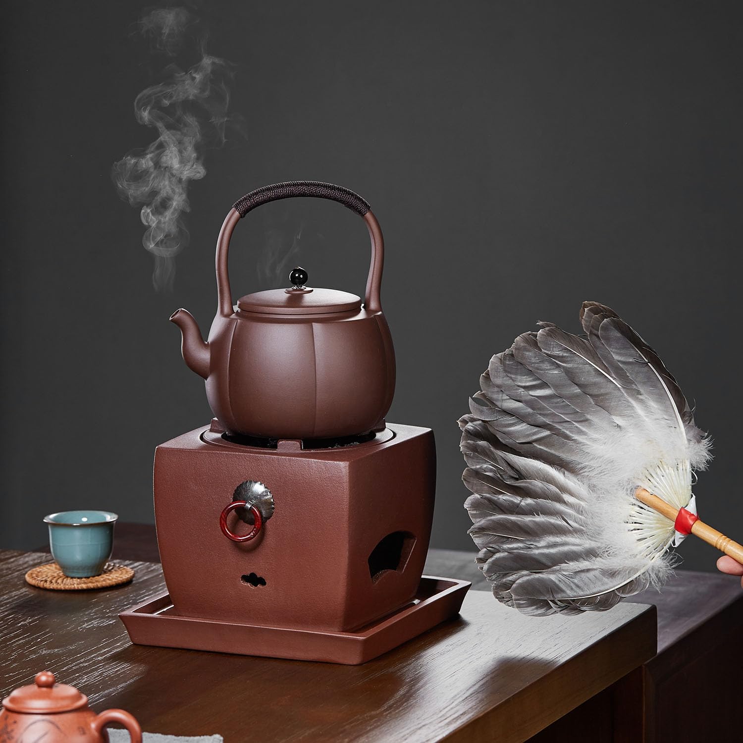 Pocaloti Purple Clay Tea Furnace – Round Mouth Charcoal Tea Stove for Traditional Brewing