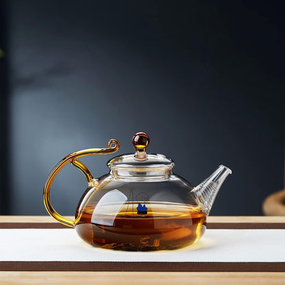 Pocarati Heat-Resistant Glass Teapot 720ml – Direct Flame Safe with Built-In Strainer for Loose Leaf Tea