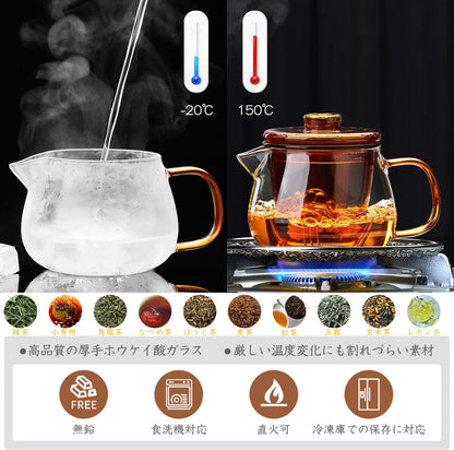 Pokaloti Amber Borosilicate Glass Teapot 600ml – Direct Fire &amp; Microwave Safe