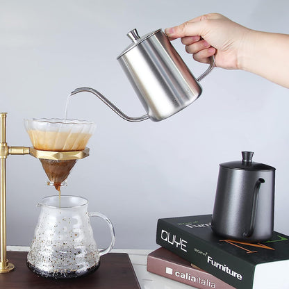 Easyworkz Gooseneck Kettle – Stainless Steel Hand Drip Coffee &amp; Tea Pot, Silver, 350ml