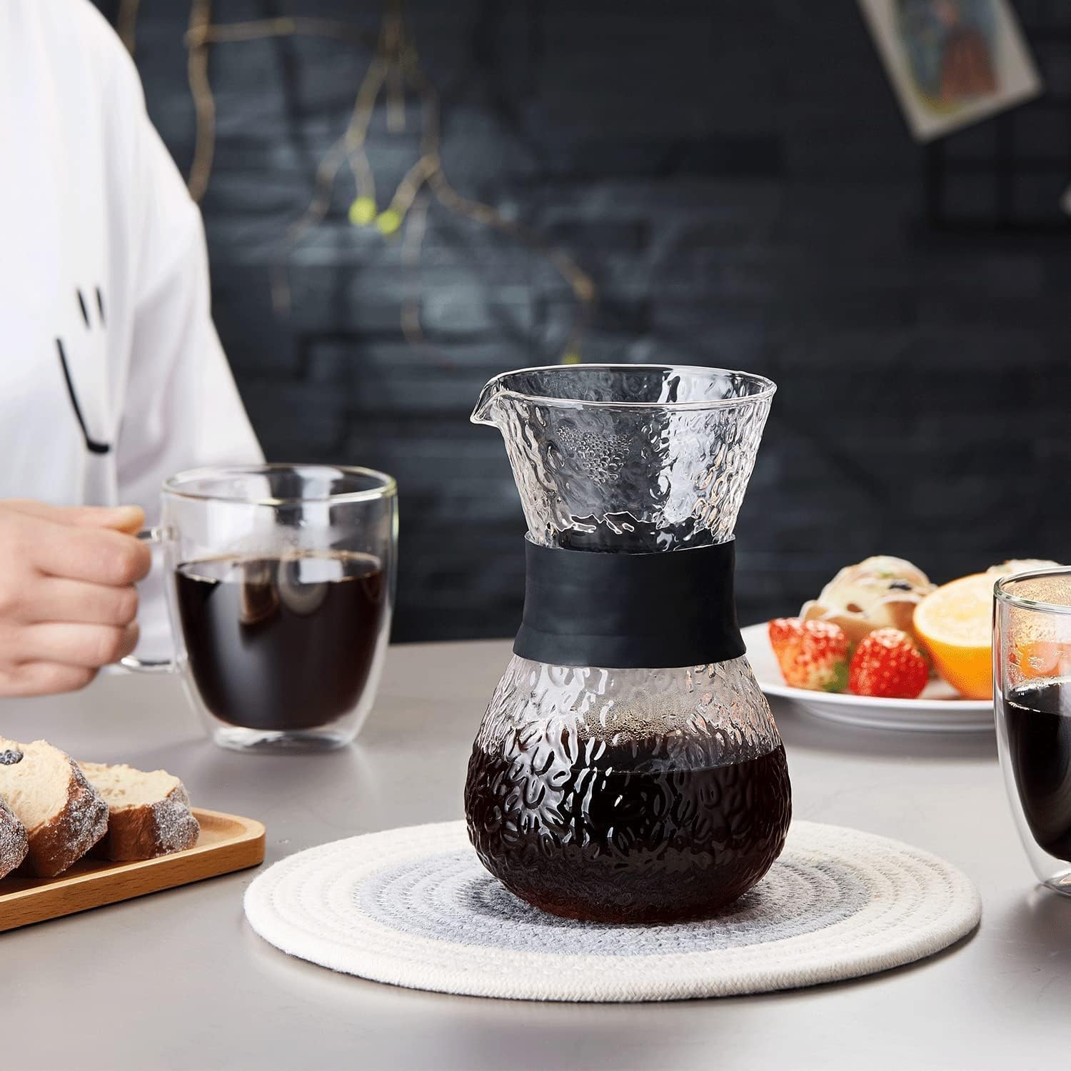 Pocarati Coffee Server – 600ml Heat-Resistant Glass Drip Coffee Maker with Stainless Steel Filter