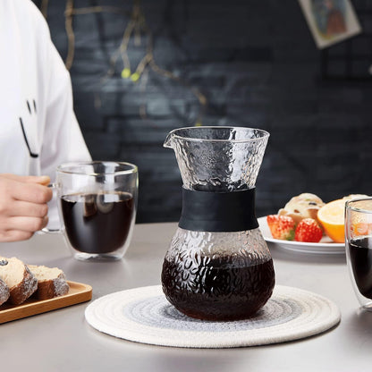 Pocarati Coffee Server – 600ml Heat-Resistant Glass Drip Coffee Maker with Stainless Steel Filter
