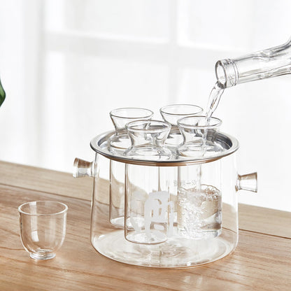Heat-Resistant Glass Sake Set – Tokkuri Sake Carafe with Measuring Marks