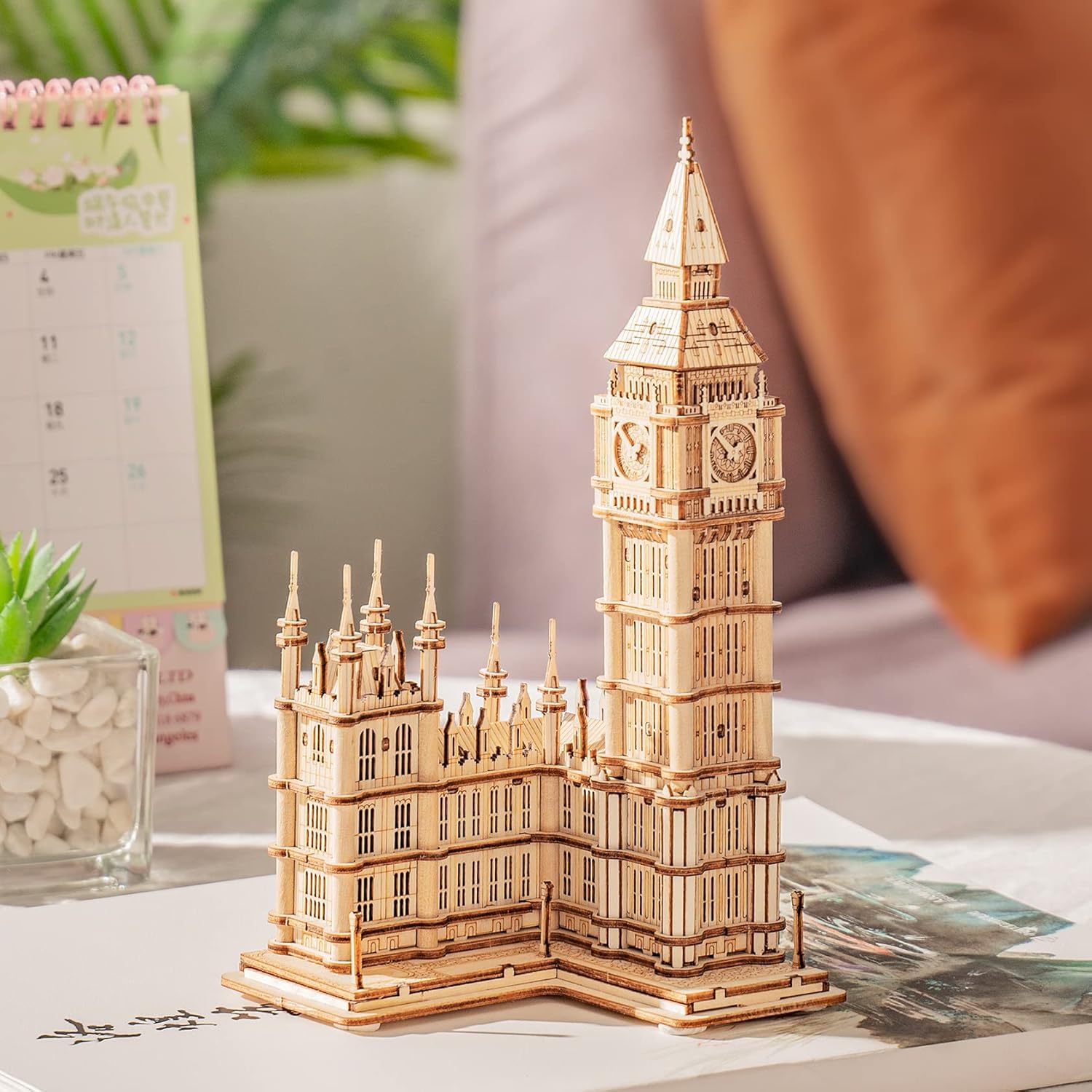 ROBOTIME Big Ben TG507 3D Wooden Puzzle – DIY Craft Model Kit, Educational Toy &amp; Gift for Kids and Adults