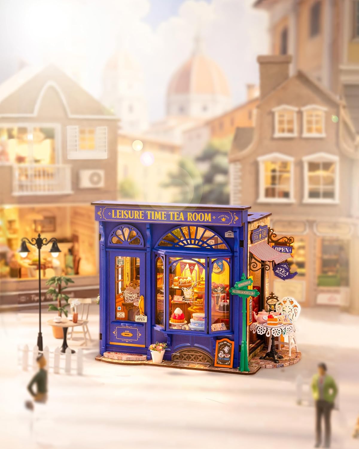 ROBOTIME DG171 DIY Miniature Dollhouse Kit with LED Light – Handmade Mini House Model, Figurines &amp; Accessories for Kids and Adults